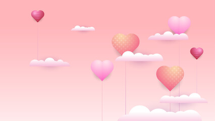 Pink peach and white vector gradient love background Happy Valentine's Day banner for poster, flyer, greeting card, header for website