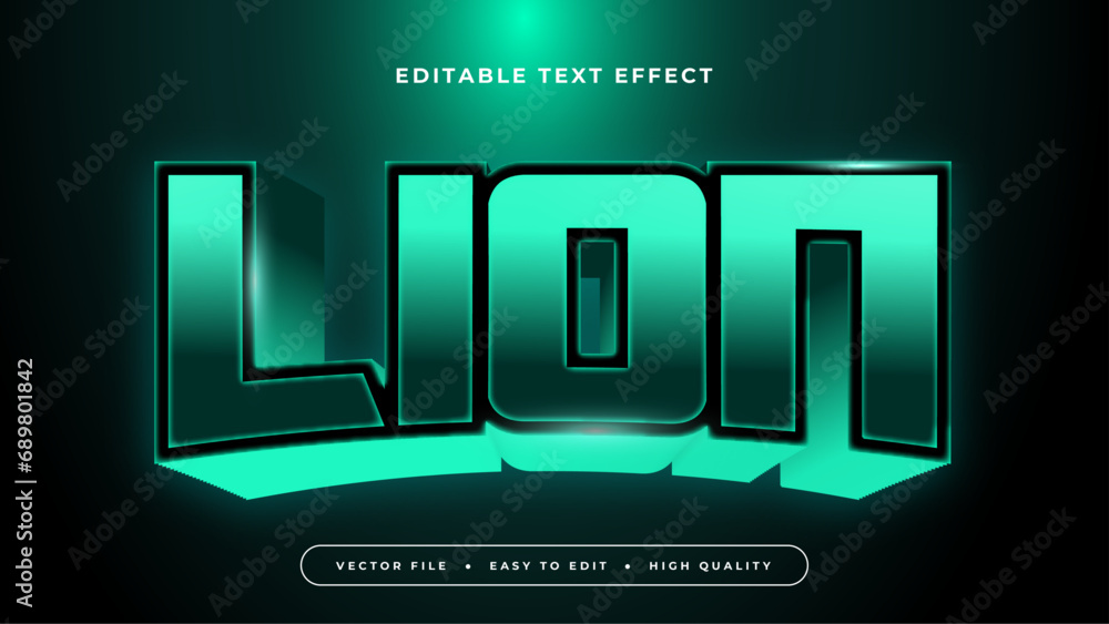 Aufkleber black and green lion 3d editable text effect - font style