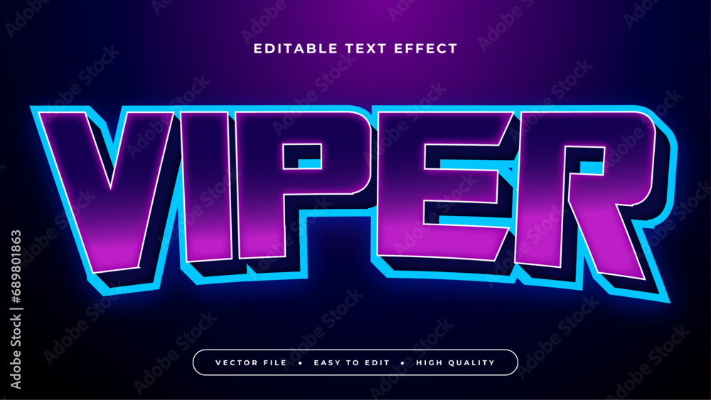 Aufkleber purple violet and blue viper 3d editable text effect - font style