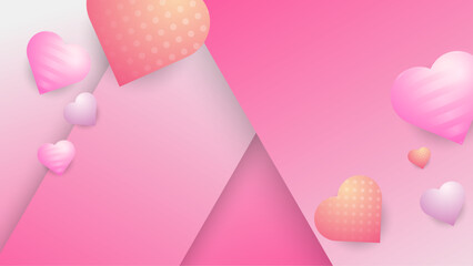 Pink peach and white vector heart and love background Happy Valentine's Day banner for poster, flyer, greeting card, header for website