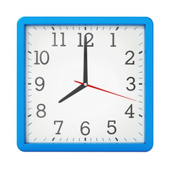Square alarm clock at 8 o'clock. Transparent background. 3D illustration