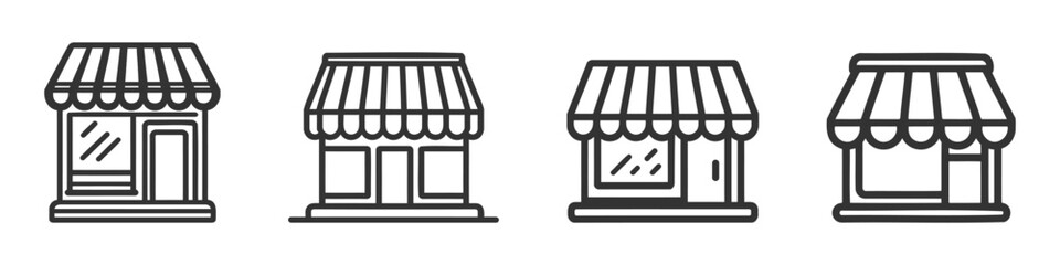 Set of store icon line design. Store vector illustration pack, collection