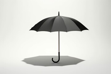 Opened black umbrella isolated on white background