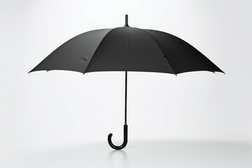 Opened black umbrella isolated on white background