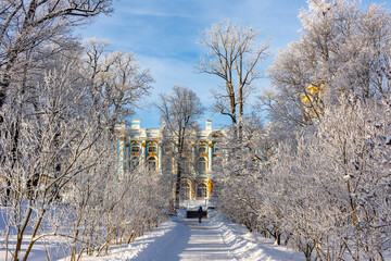 Catherine palace and park in winter, Pushkin (Tsarskoe Selo), Saint Petersburg, Russia