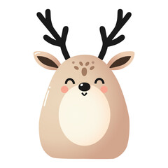 cute reindeer cartoon character vector illustration. flat design.	