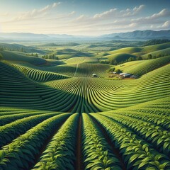 Fototapeta premium Harmony of the Fields: A Rural Tapestry