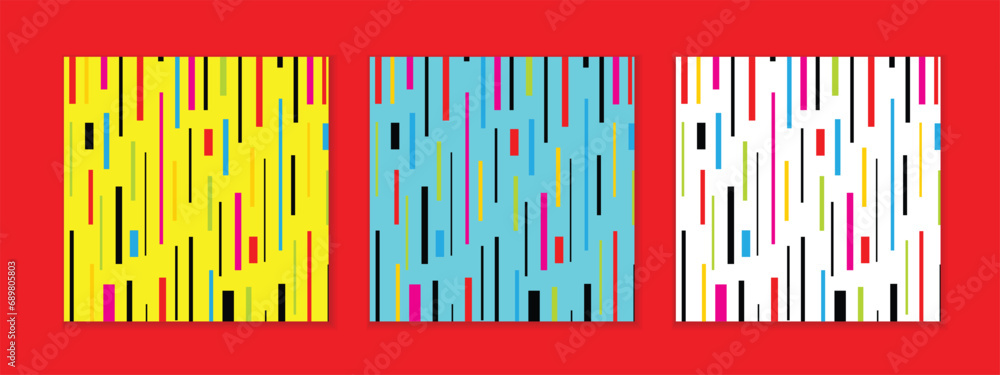 Aufkleber abstract seamless geometric set of coloring vertical line pattern perfect for banner poster.