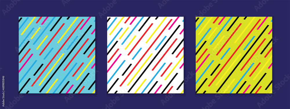 Poster abstract seamless geometric set of coloring diagonal line pattern perfect for banner poster.