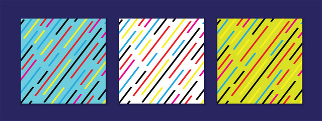 abstract seamless geometric set of coloring diagonal line pattern perfect for banner poster.