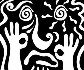 vector of abstract image of happy primitive man, this vector is good for logo, banner, icon, cover