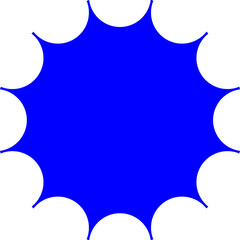 Blue and white vector graphic of a circle with points around the circumference