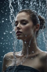 Fototapeta premium Beauty and Freshness: Female Skin and Body Interacting with Water