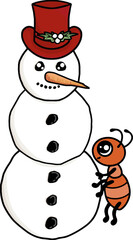Ant with snowman