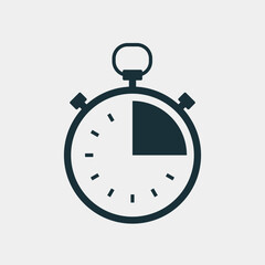Stopwatch timer 15 seconds or minutes icon. Vector