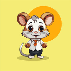 A cheerful cartoon mouse with a big smile on its face