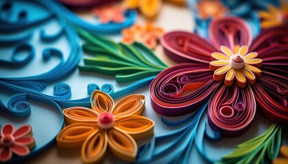 Close-Up of Colorful Paper Flowers