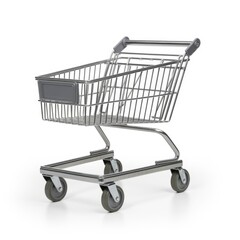 A shopping cart on a white background.