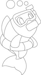 Fish Diver Snorkel Diving Animal Vector Graphic Art Illustration