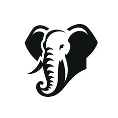 logotype of a elephant, black and white, small size, isolated