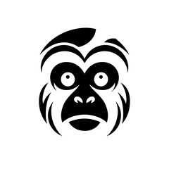 logotype of a monkey, black and white, small size, isolated