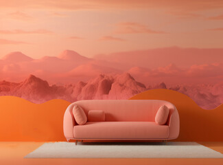 Interior background in the color of the year 2024 Peach Fuzz