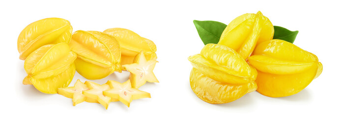 Carambola or star-fruit isolated on white background