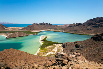 View of Balandra Bay in La Paz, Baja California Sur, Mexico
