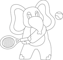 Elephant Tennis Tennis racket Sports Animal Vector Graphic Art Illustration