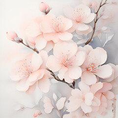 Watercolor Peach blossom, generative ai
