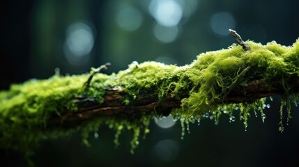 enchanting details of lichen on a tree branch with a mesmerizing close-up shot.