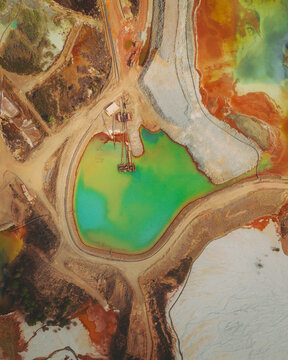 Aerial view of the copper mine of Minas de Rio Tinto, Andalusia, Spain.