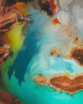 Aerial view of the copper mine of Minas de Rio Tinto, Andalusia, Spain.