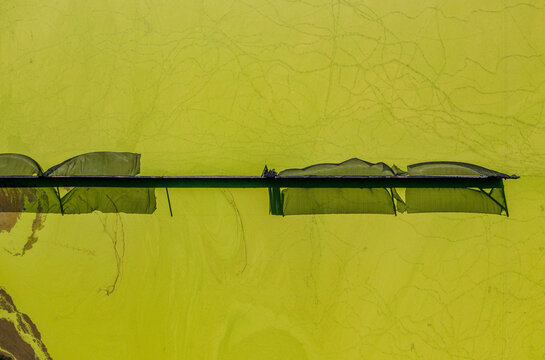 Aerial view of Parabel Nutrition Lemnature Aqua farms, an aquaculture facility, Fellsmere, Florida, United States.