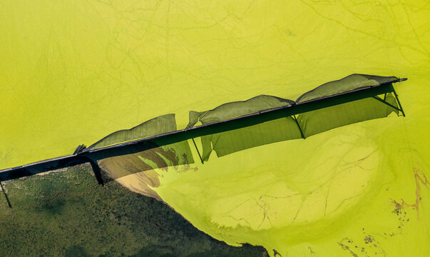 Aerial view of Parabel Nutrition Lemnature Aqua farms, an aquaculture facility, Fellsmere, Florida, United States.