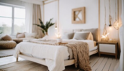Rustic interior design of modern bedroom.