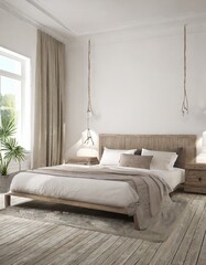 Rustic interior design of modern bedroom.