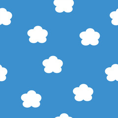 White clouds on paris blue sky. Seamless pattern.
