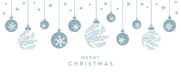 merry christmas card with hanging ball decoration vector illustration EPS10