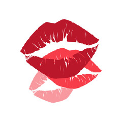 Flat vector illustration of kissing holiday.World Kissing Day.Illustration of kissing,lips,lipstick,lipstick mark.Holiday.