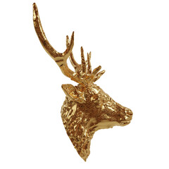 Obraz premium A 3d rendered overlay of golden deer bust 