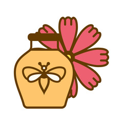 Honey jar and Cosmos-flower
