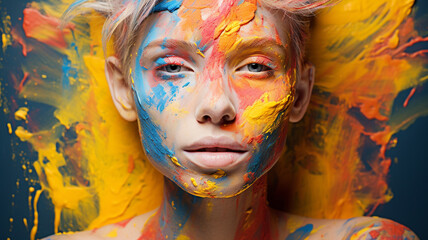 young woman with creative face paint