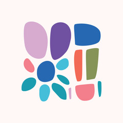 Simple nature leaf illustration in bold style for kids flower graphic design. Whimsical colorful vector drawing in happy folklore style. 