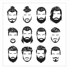 set of faces - beards and haircuts