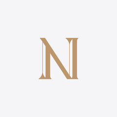 Alphabet letters monogram icon logo N elegance