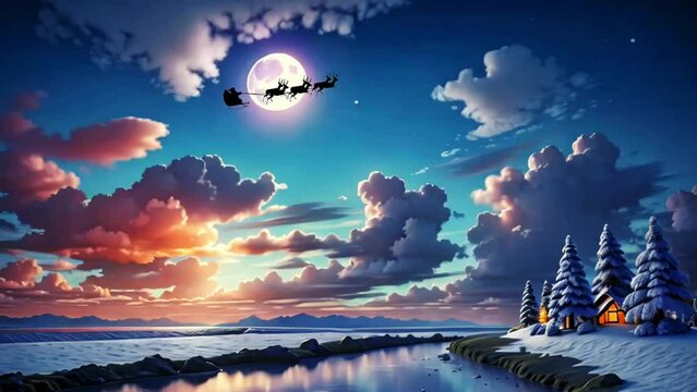 Jolly Soaring: Santa's Sleigh Ride in Festive Flight