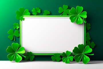 Happy Saint Patricks Day concept. St. Patrick's day symbols frame border. Greeting card, party invitation template or banner mockup.