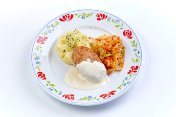 cutlet with mashed potato and salad