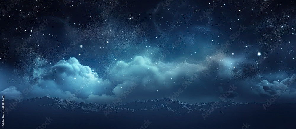Aufkleber Beautiful blue night starry sky Deep space with clouds and stars. Copyspace image. Square banner. Header for website template